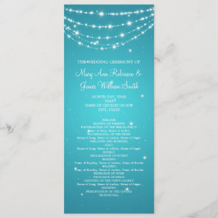Elegant Wedding Program Sparkling Chain Blue Programme