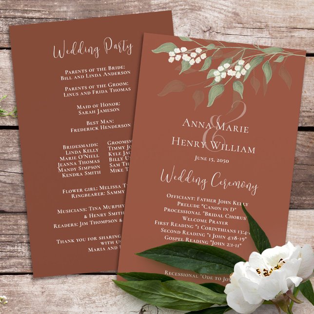 Elegant Wedding Program Terracotta Custom (Creator Uploaded)