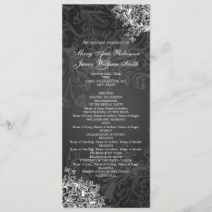 Elegant Wedding Program Vintage Swirls Black Programme