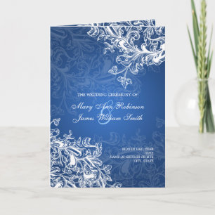 Elegant Wedding Program Vintage Swirls Blue Programme