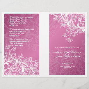 Elegant Wedding Program Vintage Swirls Pink