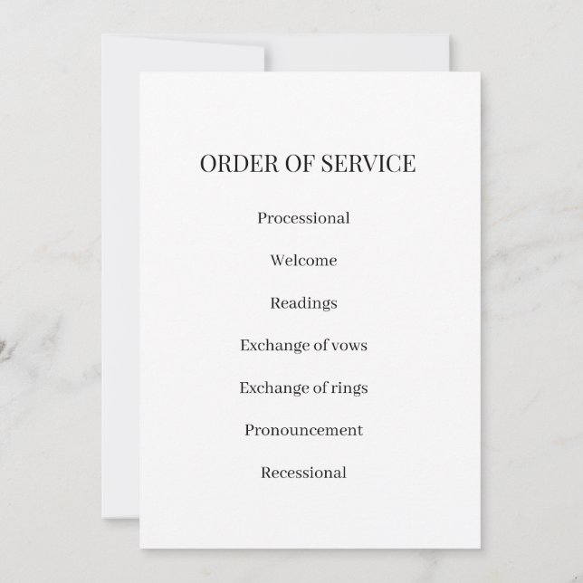 Elegant Wedding Program & Wedding Party Guide Invitation (Back)