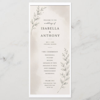 Elegant Wedding Program with Leaves Programme