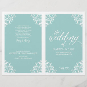 Elegant Wedding Programs -Nadine (Light Turquoise)