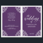 Elegant Wedding Programs -Nadine (Plum / Purple)<br><div class="desc">This elegant wedding program template features ornate vintage corners. The design colour is set in plum / dark purple, but you can change the colour of the design by changing your background colour. **HOW TO CHANGE YOUR DESIGN COLOR** 1) Click the "Personalise" Button. 2) Click the "ClICK TO CUSTOMIZE FURTHER"...</div>