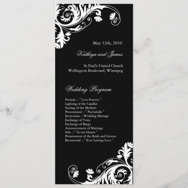 Elegant  Wedding Programs Programme (Front)