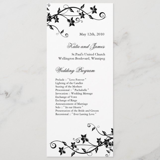 Elegant  Wedding Programs Programme (Front)