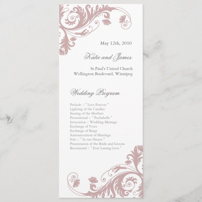 Elegant  Wedding Programs Programme (Front)