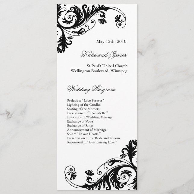 Elegant  Wedding Programs Programme (Front)