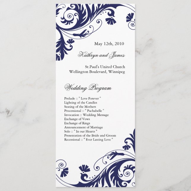 Elegant  Wedding Programs Programme (Front)