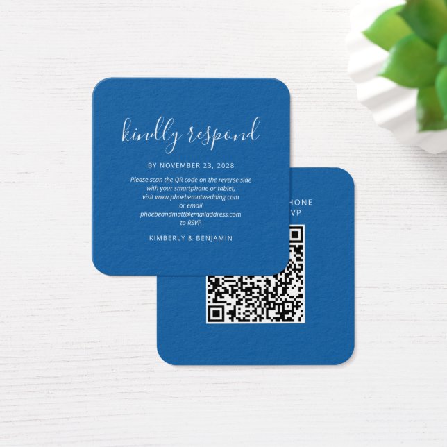 Elegant Wedding QR Code RSVP Card (Desk)