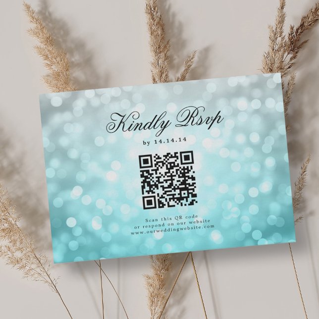 Elegant Wedding QR RSVP Bokeh Lights Beach Ombre (Elegant Wedding QR RSVP Bokeh Lights Beach Ombre)