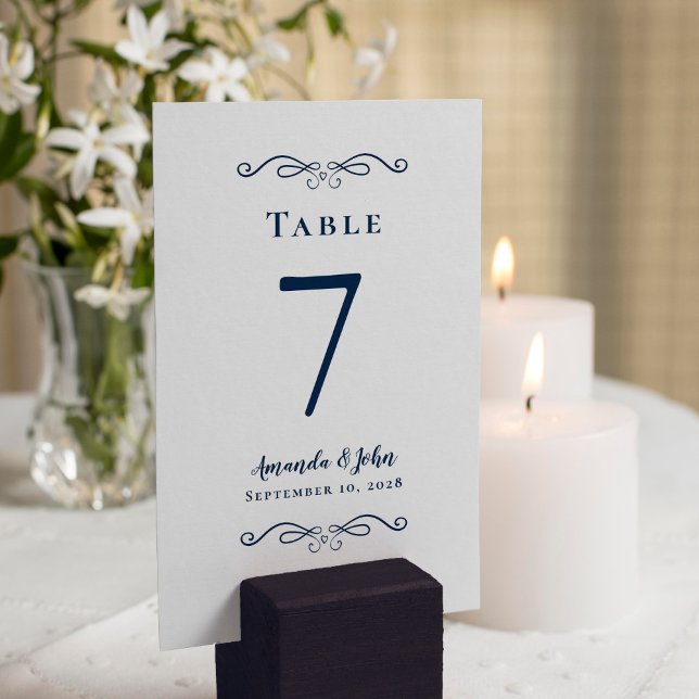 Elegant Wedding Reception Calligraphy Navy Blue Table Number (Creator Uploaded)