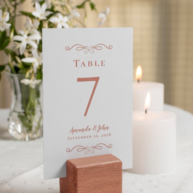 Elegant Wedding Reception Calligraphy Rose Gold Table Number (Creator Uploaded)