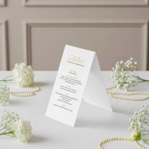 Elegant wedding reception gold birds menu