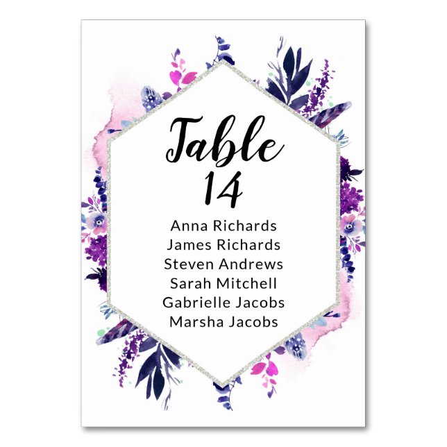 Elegant Wedding Reception Guest Seating Chart Table Number (Back)