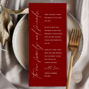 Elegant Wedding Reception Thank You Card for Guest