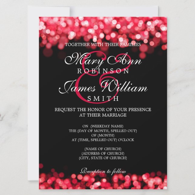 Elegant Wedding Red Lights Invitation (Front)