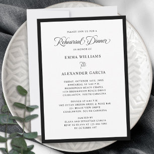 Elegant Wedding Rehearsal Dinner Formal Black Invitation