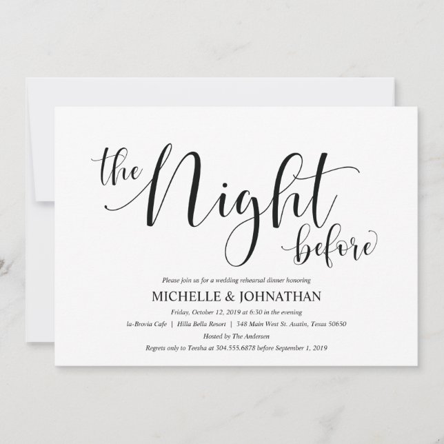 Elegant Wedding Rehearsal Dinner Invitation Card (Front)