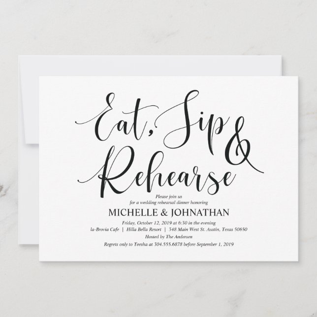 Elegant Wedding Rehearsal Dinner Invitation Card (Front)