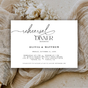 Elegant Wedding Rehearsal Dinner The Night Before Invitation