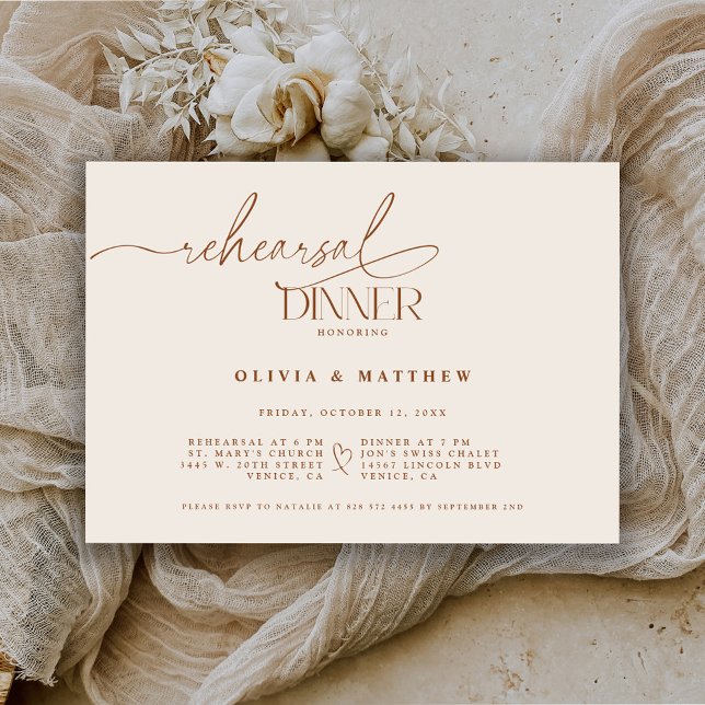 Elegant Wedding Rehearsal Dinner The Night Before Invitation (Creator Uploaded)