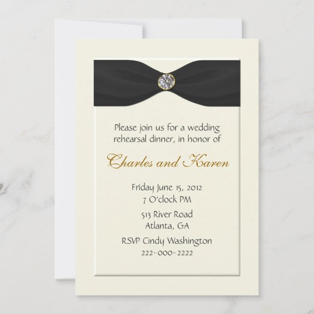 Elegant Wedding Rehearsal Invitation (Front)