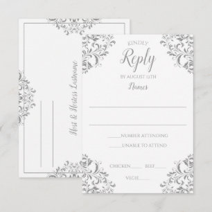 Elegant Wedding Response Card - Nadine (Grey)