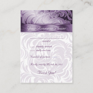 Elegant Wedding Response Cards Floral Leaf Purple