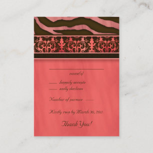 Elegant Wedding Response Cards Zebra Damask CB