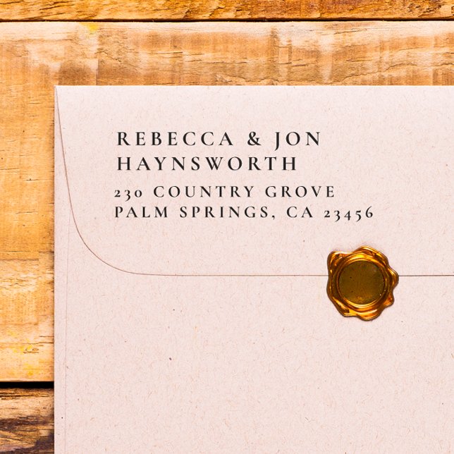 Elegant Wedding Return Address Self-inking Stamp (Rubber Stamp Mock-up)