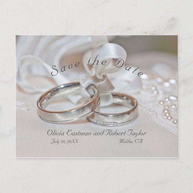 Elegant wedding rings  Save the Date Announcement Postcard (Front)