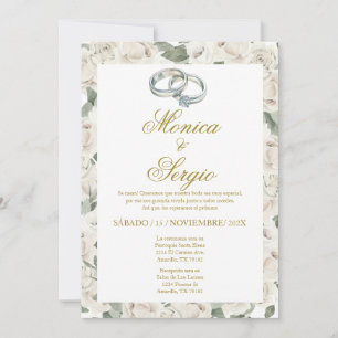 Elegant Wedding ringt Invitation in Spanish