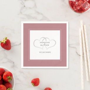 Elegant Wedding Romantic Hearts Dusty Rose Paper Napkin