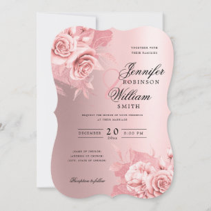 Elegant Wedding Rose Gold Floral & Foil  Invitation