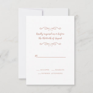 Elegant Wedding Rose Gold Pink Classic Minimalist RSVP Card
