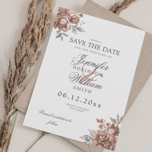 Elegant Wedding Rose Gold Rustic Floral Save Date Save The Date