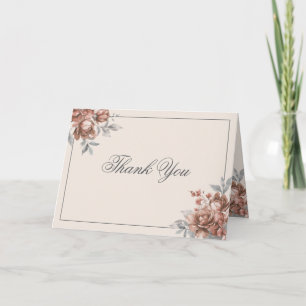 Elegant Wedding Rose Gold Rustic Floral Thank You Card