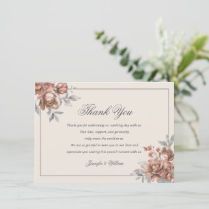 Elegant Wedding Rose Gold Rustic Floral Thank You Card