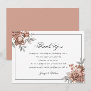 Elegant Wedding Rose Gold Rustic Floral Thank You Card