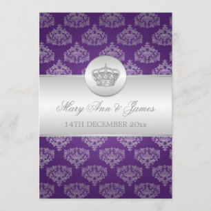 Elegant Wedding Royal Crown Purple Invitation