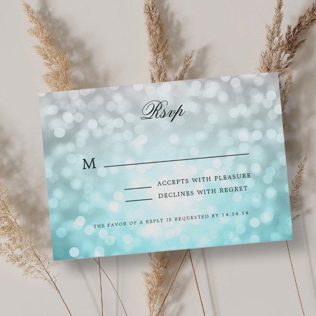 Elegant Wedding RSVP Bokeh Lights Beach Ombre  (Elegant Wedding RSVP Bokeh Lights Beach Ombre )