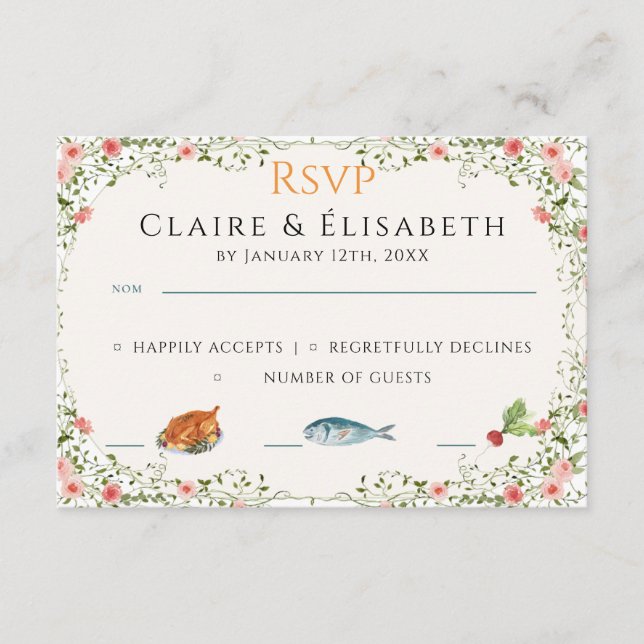 Elegant Wedding RSVP Card (Front)