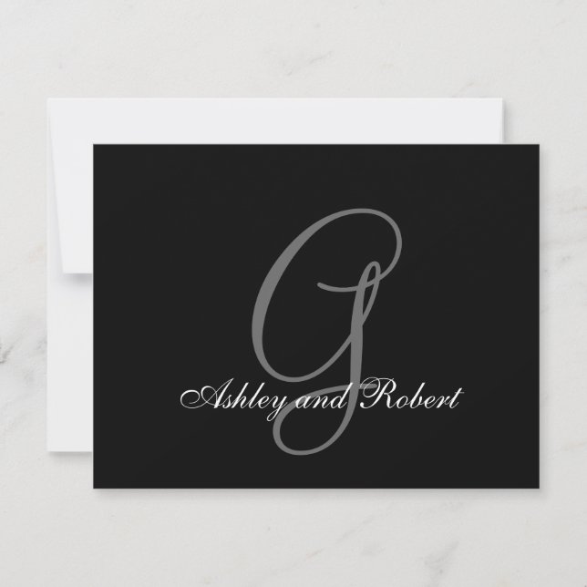 Elegant Wedding RSVP Card with Monogram (Front)