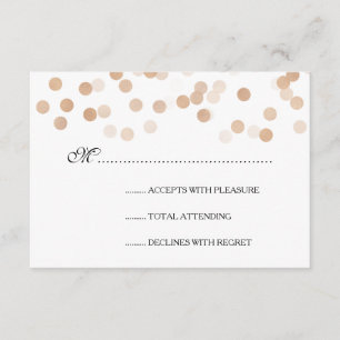 Elegant Wedding RSVP Copper Foil Glitter Lights Card