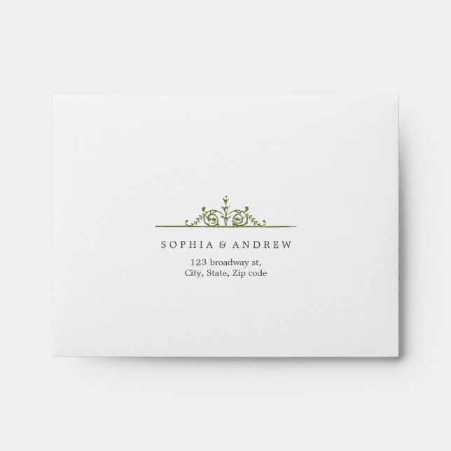 Elegant wedding RSVP Envelope & vintage Liner (Front)