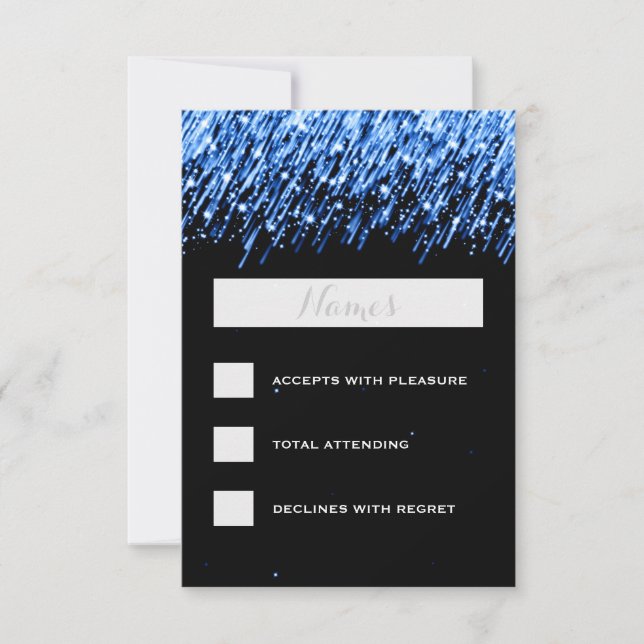 Elegant Wedding RSVP Falling Stars "Sapphire Blue" (Front)