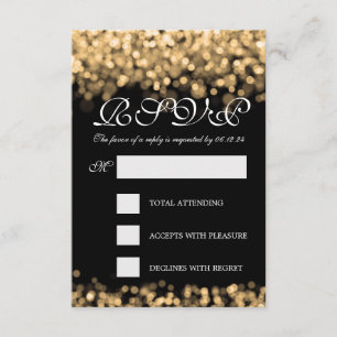 Elegant Wedding RSVP Gold Lights CUSTOM Card