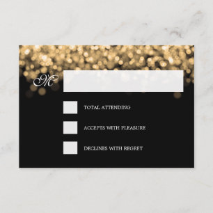 Elegant Wedding RSVP Gold Lights CUSTOM Card